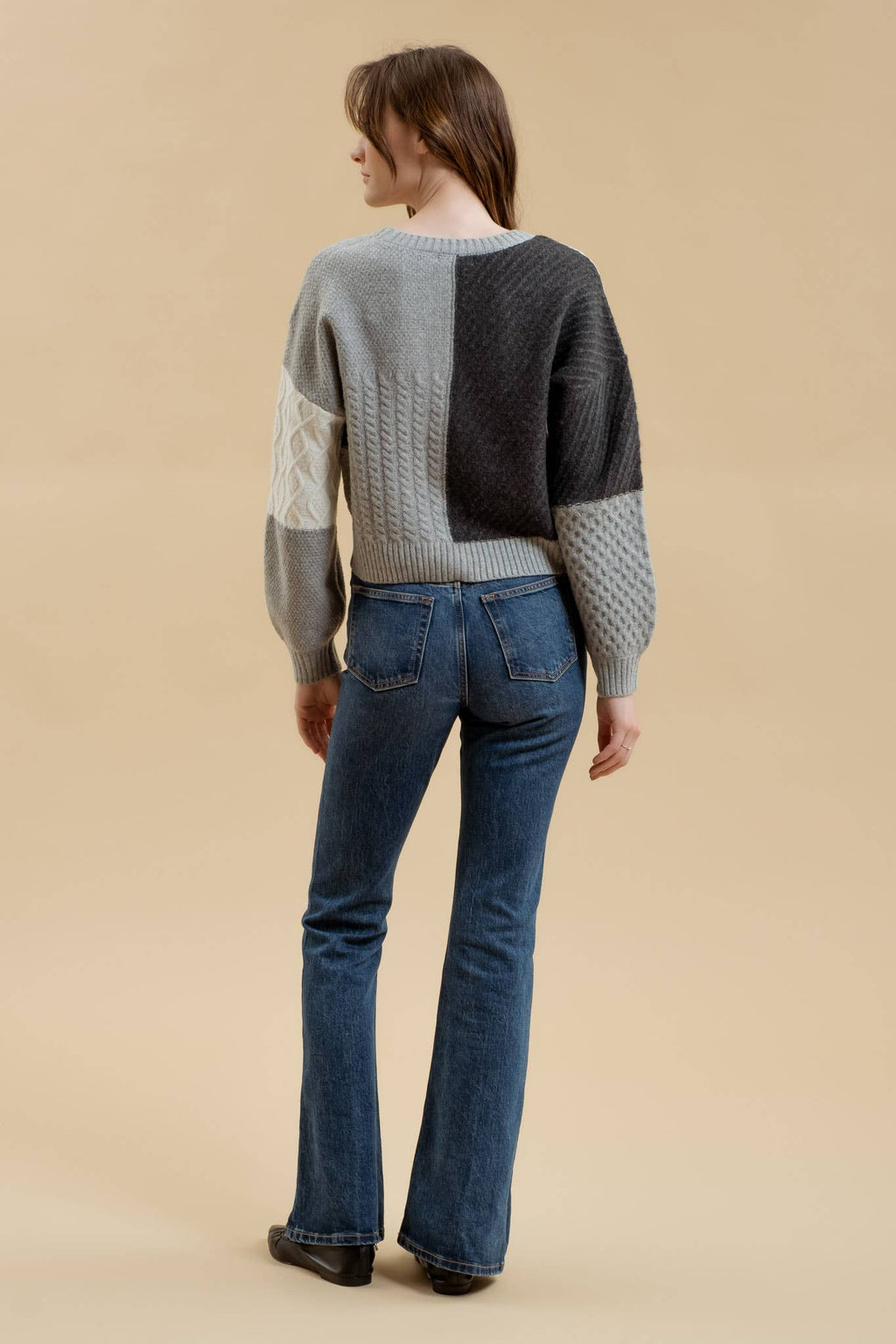 PATCHWORK CABLE KNIT CARDIGAN