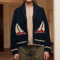 Fashionable retro art lapel knitted cardigan