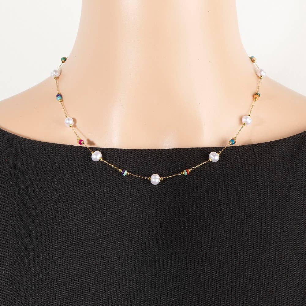 Dainty Chain Bead Station Necklace