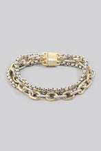 Load image into Gallery viewer, Assorted Chains Magnetic Lock 2 Tone Bracelet