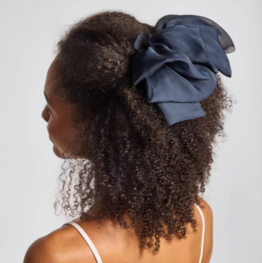 Chiffon Bow Hair Clip - Blue Orchid