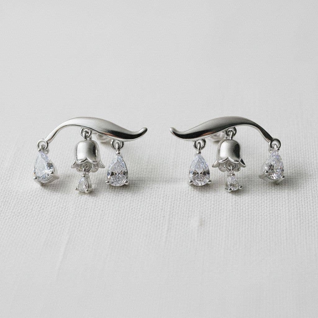 Cubic Zirconia Lily of the Valley Tassel Earrings