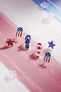Star American Flag Enamel 3 Set Post Earrings