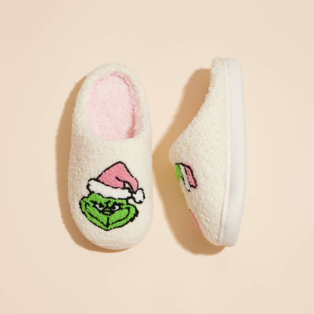 Kids Christmas Grinch Home Slippers