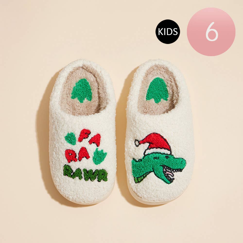 Kids Christmas Dinosaur Home Slippers