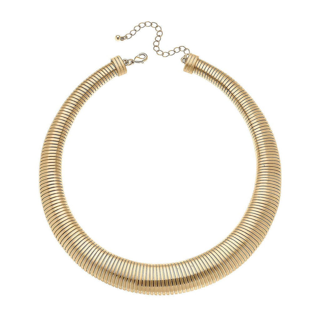Ramona Watchband Collar Necklace in Satin Gold