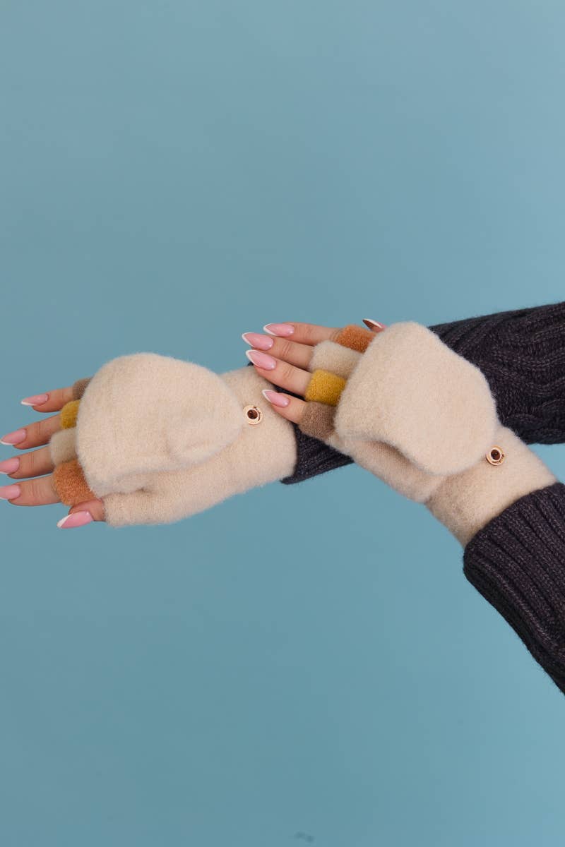 Rainbow Tip Convertible Gloves - Cute Winter Accessory