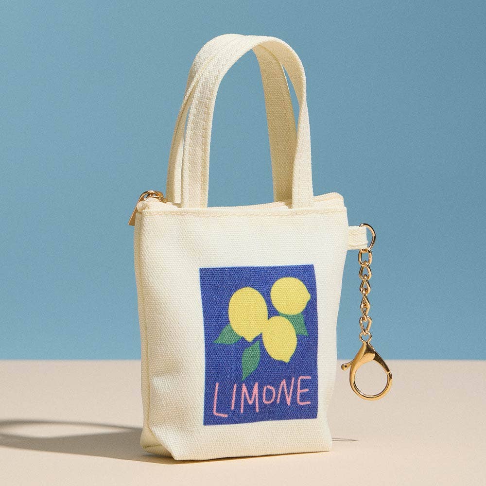 Limone Graphic Printed Keychain Mini Tote Bag