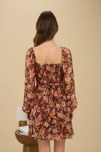 Load image into Gallery viewer, FLORAL SWEETHEART LONG SLEEVE BACK TIE MINI DRESS