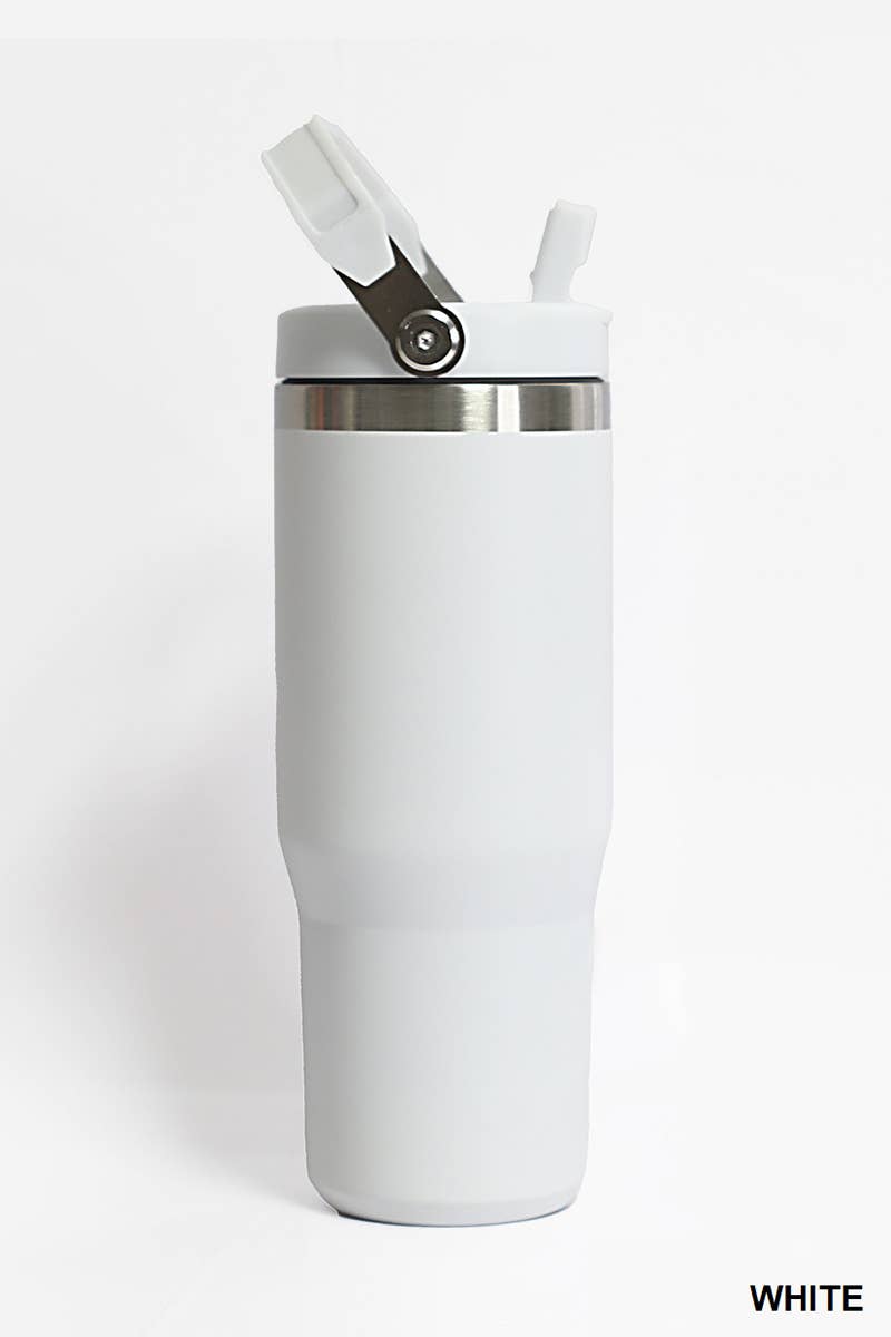 30OZ STAINLESS STEEL FLIP STRAW TUMBLER