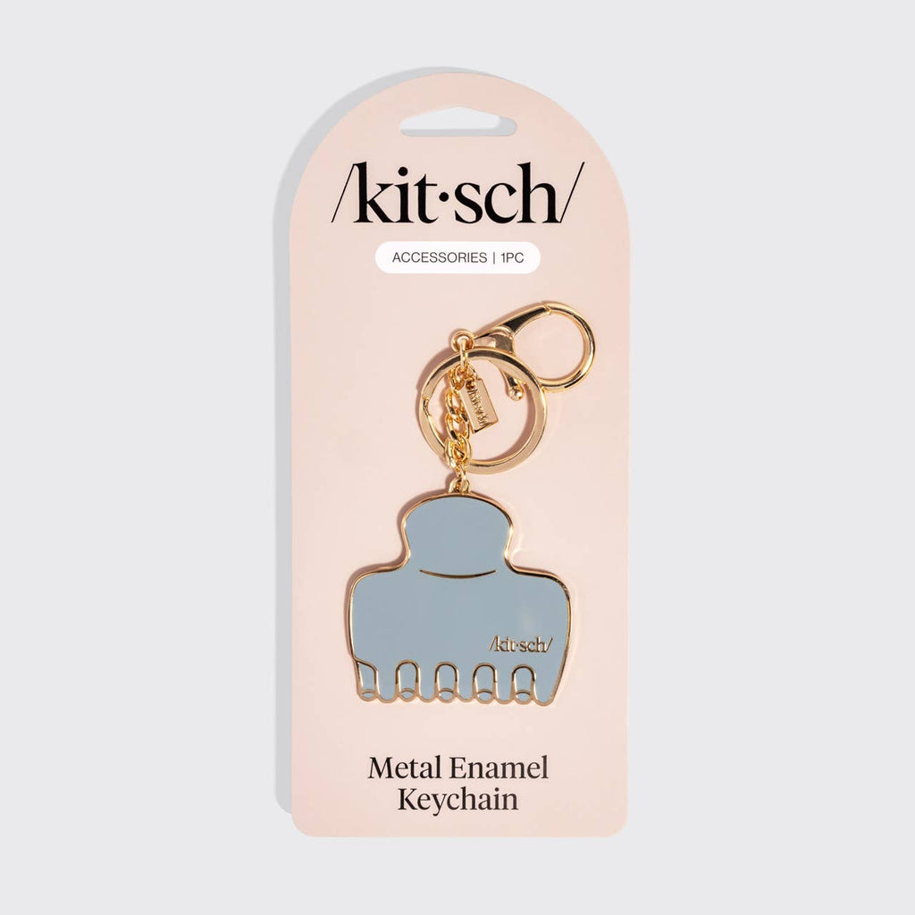 Metal Enamel Keychain Cloud Clip - Haze Blue