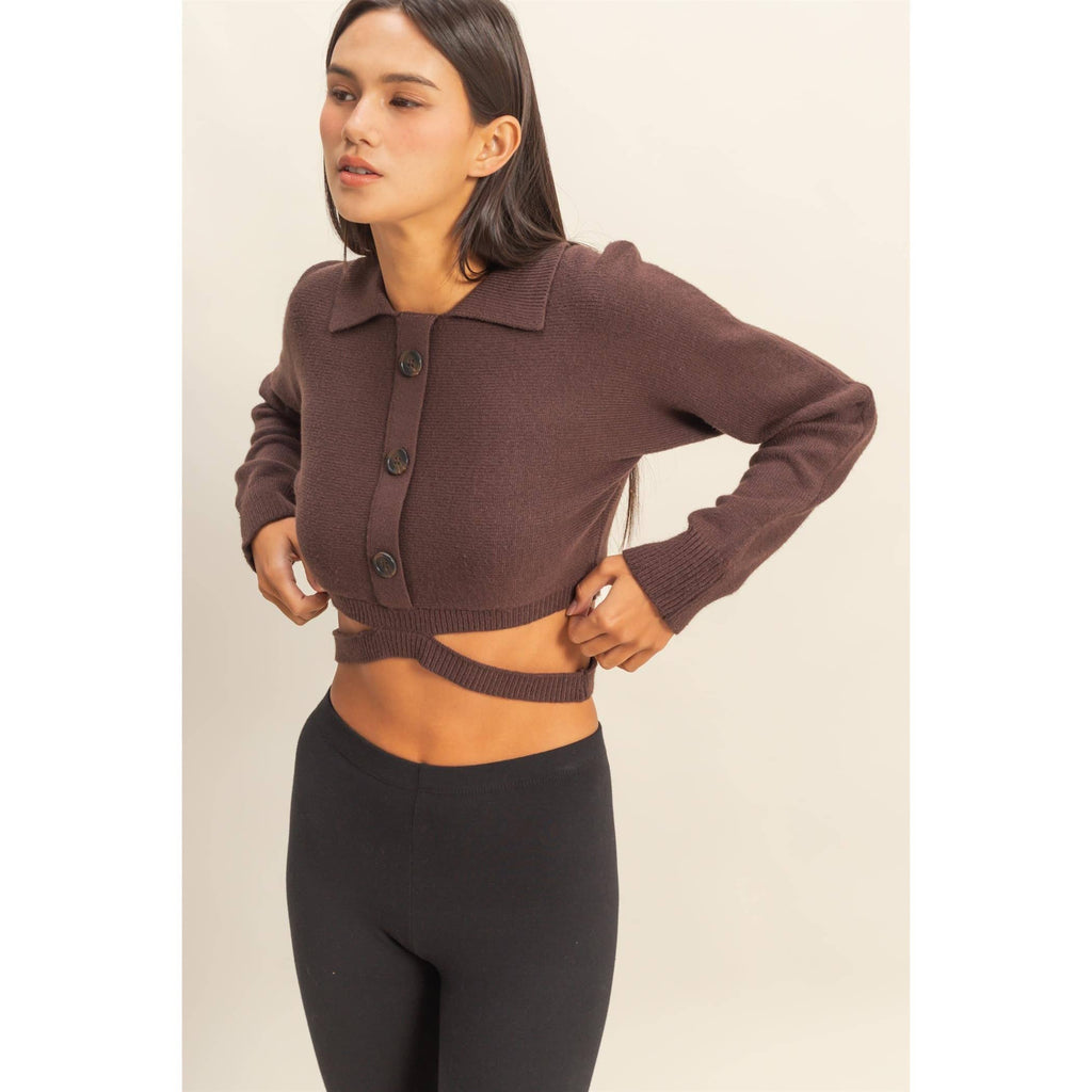 Button-Front Sweater Top