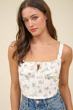 Load image into Gallery viewer, FLORAL SLEEVELESS FRONT DRAWSTRING CORSET CROP TOP