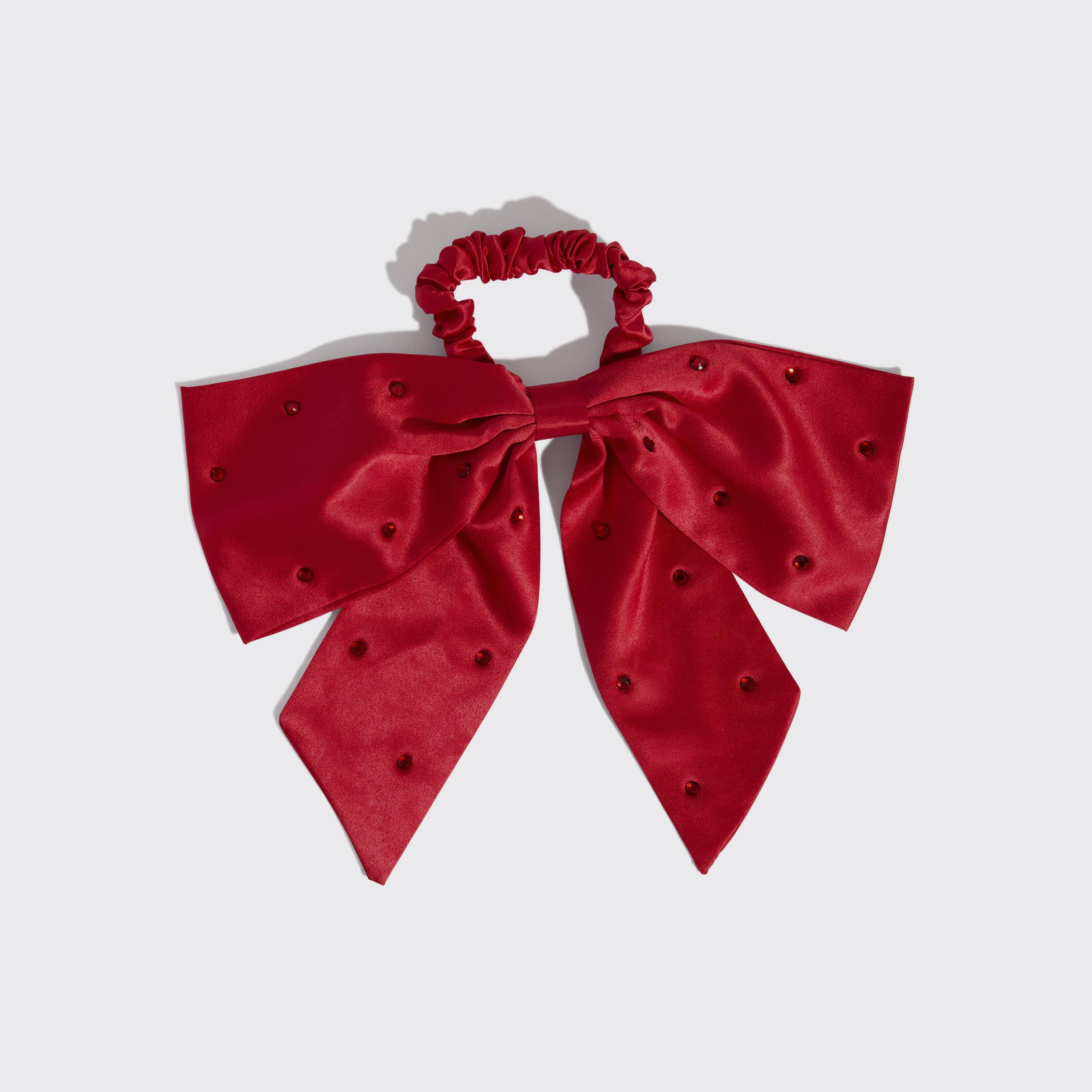 Satin & Rhinestone Bow Scrunchie