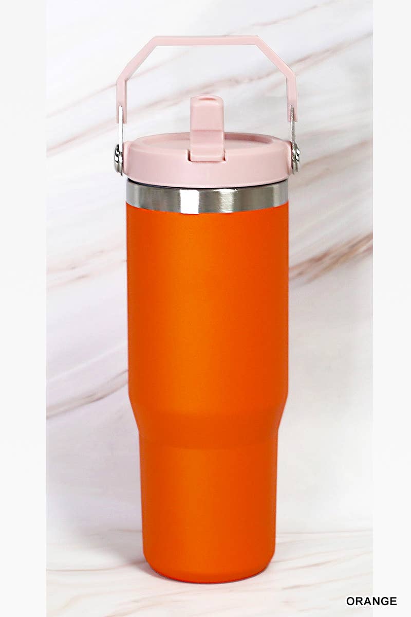 30OZ STAINLESS STEEL FLIP STRAW TUMBLER