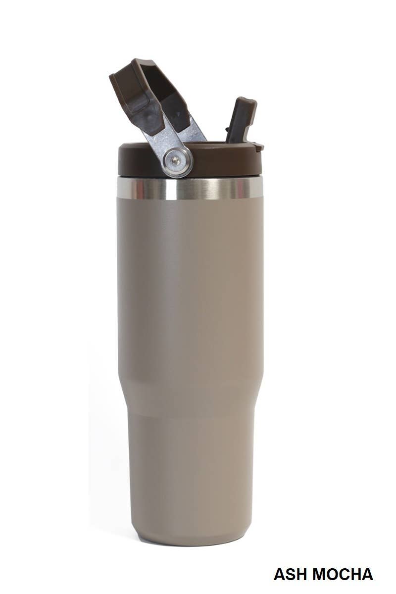 30OZ STAINLESS STEEL FLIP STRAW TUMBLER