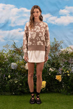 Load image into Gallery viewer, FLORAL DISTRESSED CREWNECK TERRY SWEATER