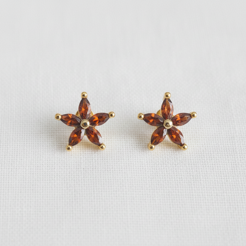 Vintage Burgundy Maple Leaf Stud Earrings