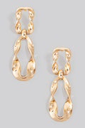 Twisted Flat Metallic Oval Dangle Earrings