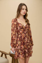 Load image into Gallery viewer, FLORAL SWEETHEART LONG SLEEVE BACK TIE MINI DRESS