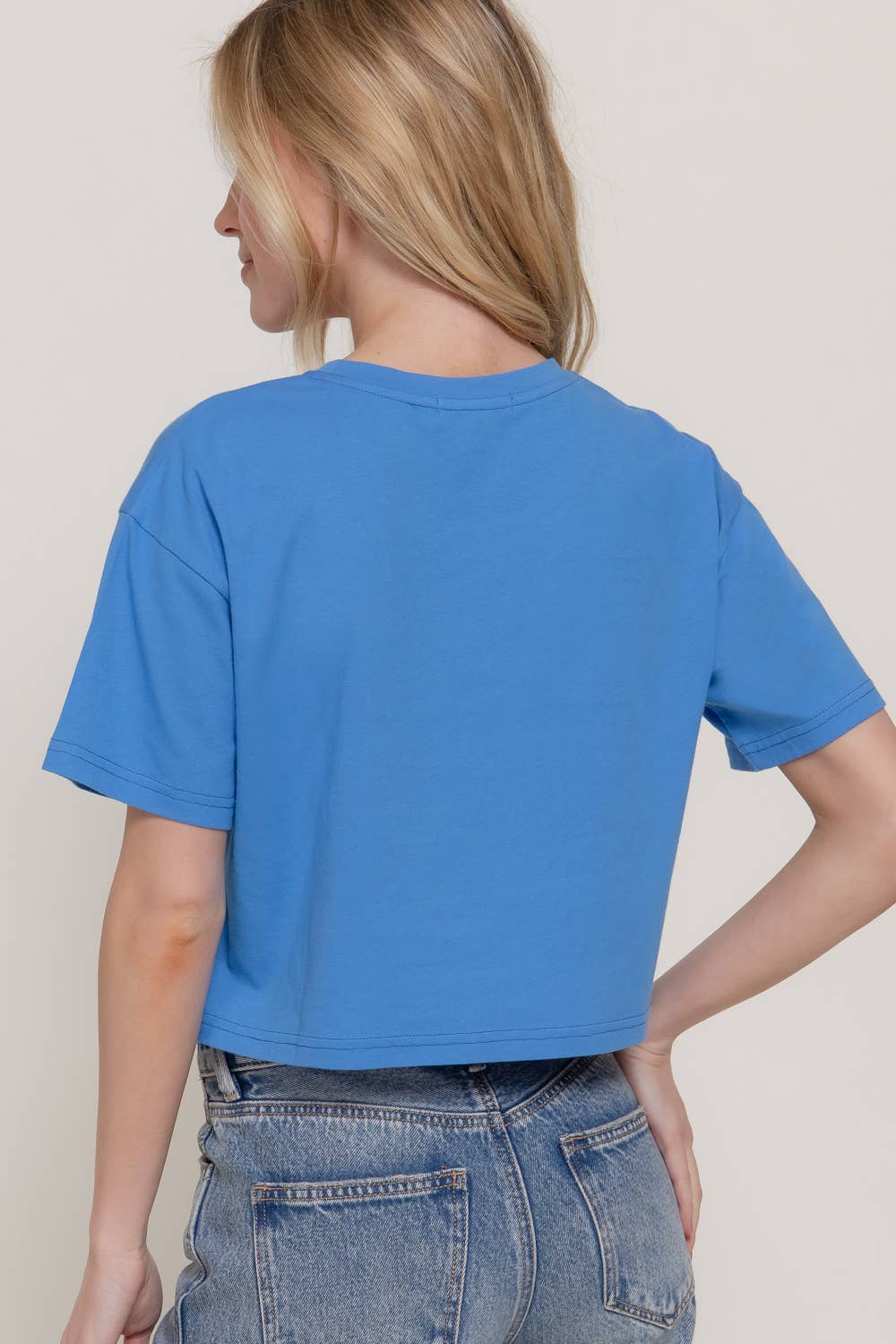 Short Sleeve Crew Neck Oversize Crop Cotton Knit Tee