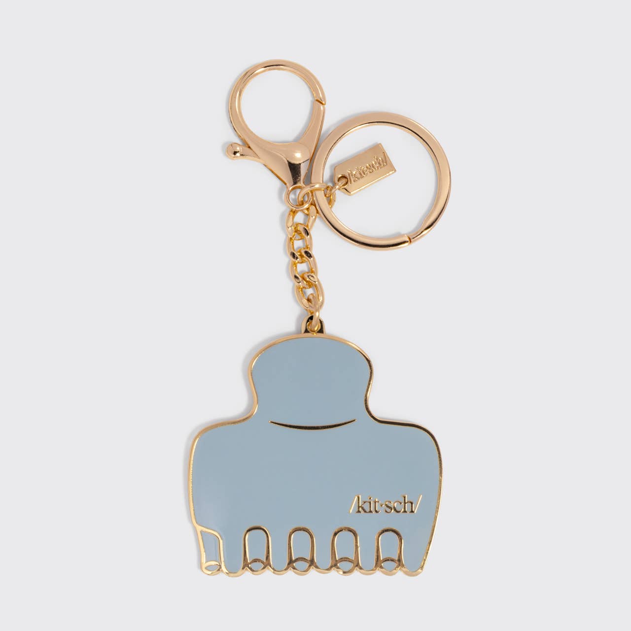 Metal Enamel Keychain Cloud Clip - Haze Blue