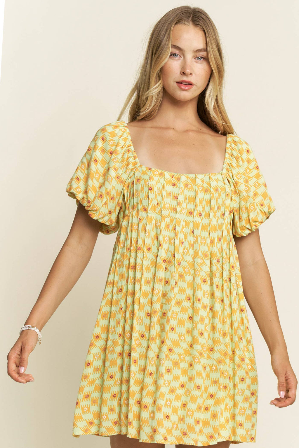 PUFF SLEEVE MINI DRESS