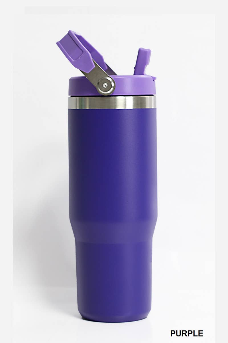 30OZ STAINLESS STEEL FLIP STRAW TUMBLER