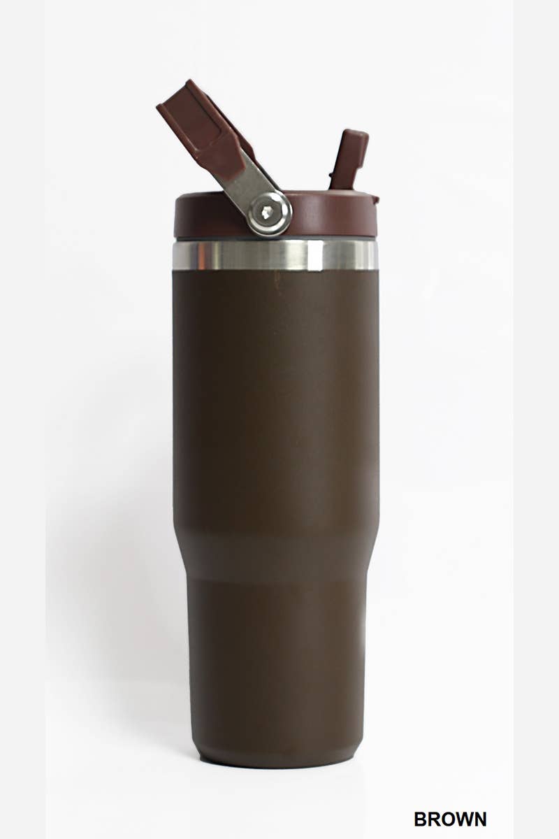 30OZ STAINLESS STEEL FLIP STRAW TUMBLER