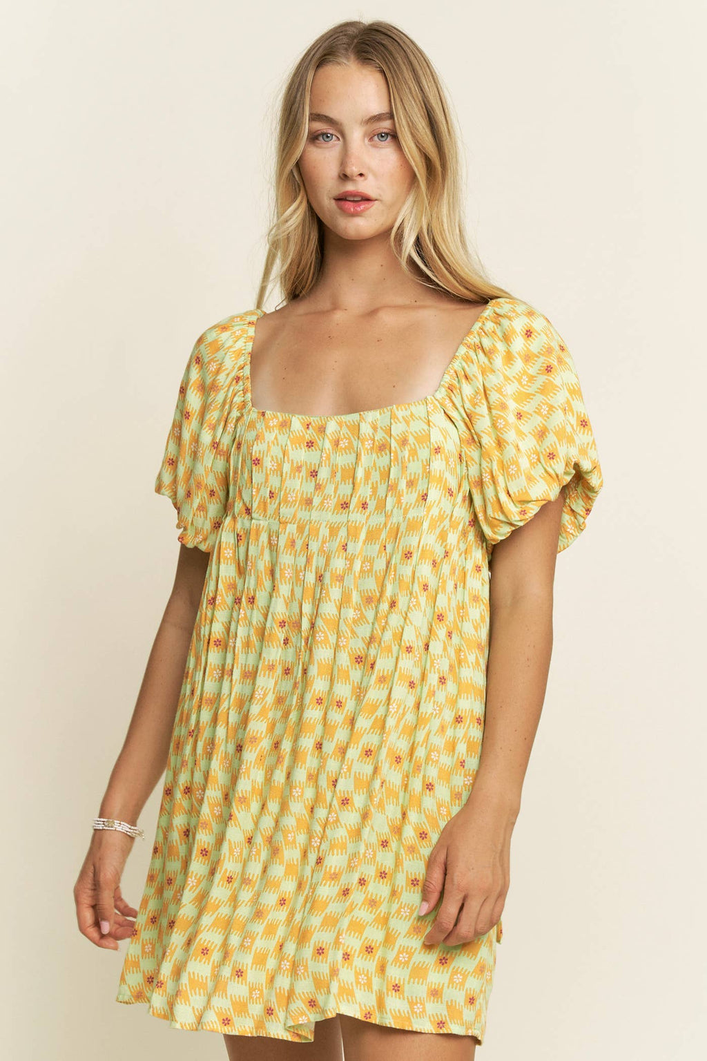 PUFF SLEEVE MINI DRESS