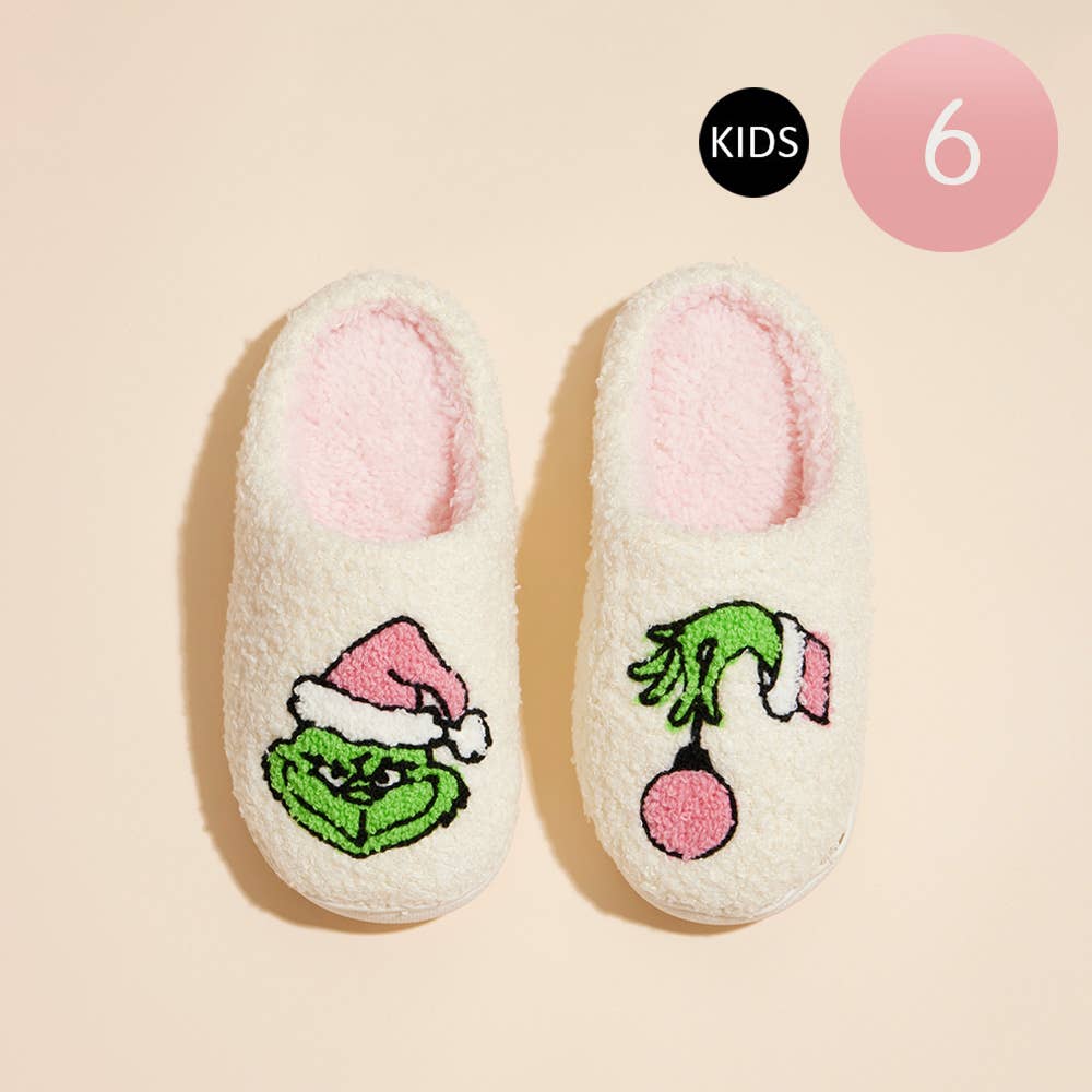 Kids Christmas Grinch Home Slippers