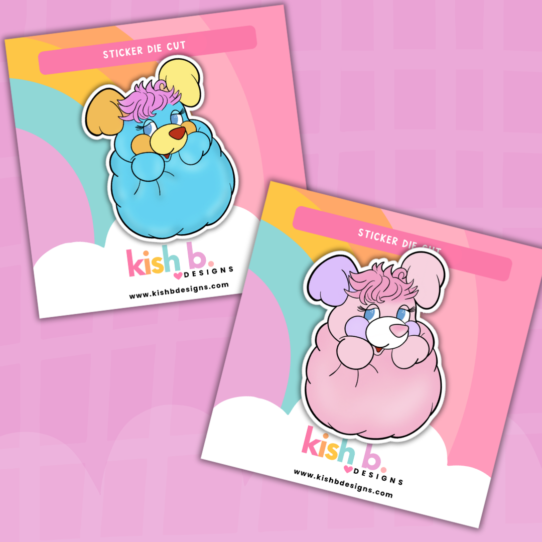 80's Popples Plushie| Sticker Die Cut - Blue
