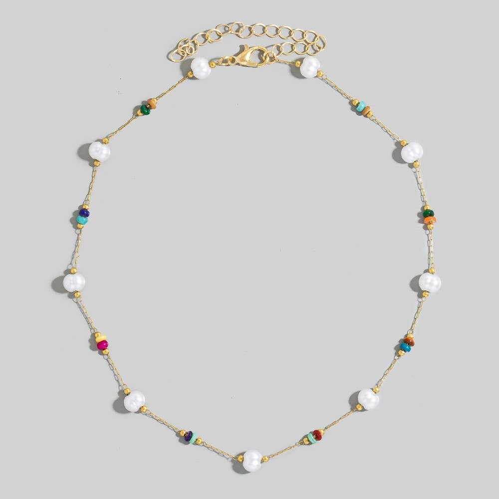 Dainty Chain Bead Station Necklace