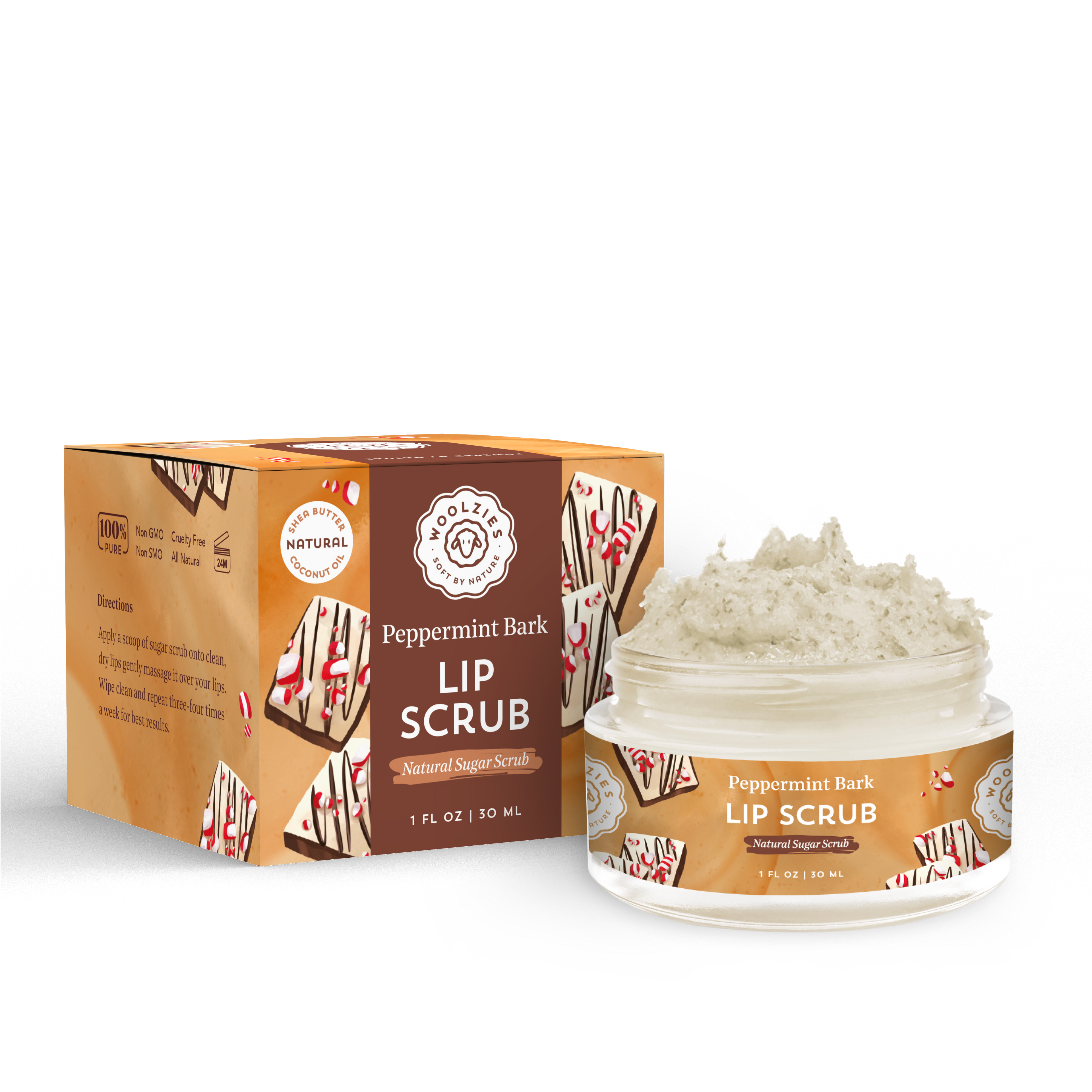 Peppermint Bark Sugar Lip Scrub | Shea & Cocoa Butter