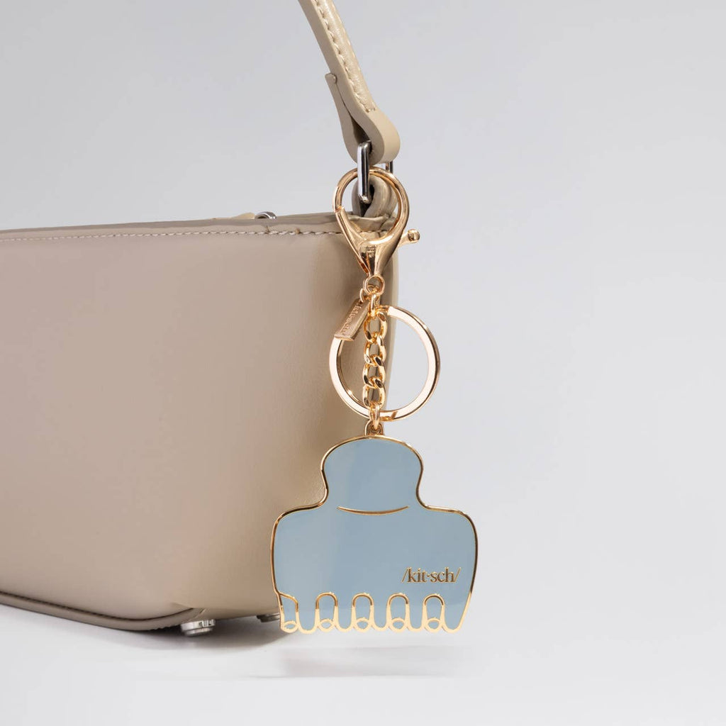 Metal Enamel Keychain Cloud Clip - Haze Blue