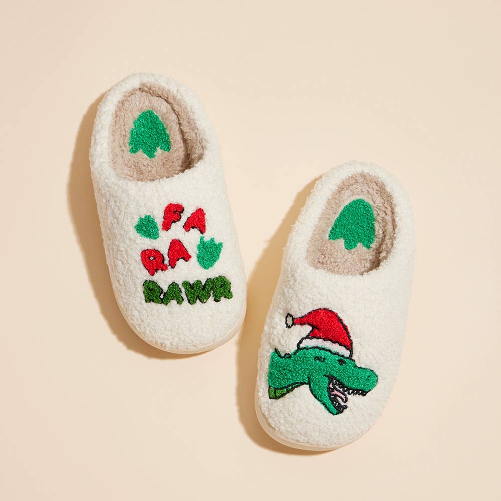 Kids Christmas Dinosaur Home Slippers