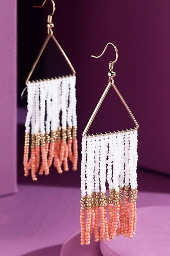 Seed Bead Triangle with Color Block Drop Earring