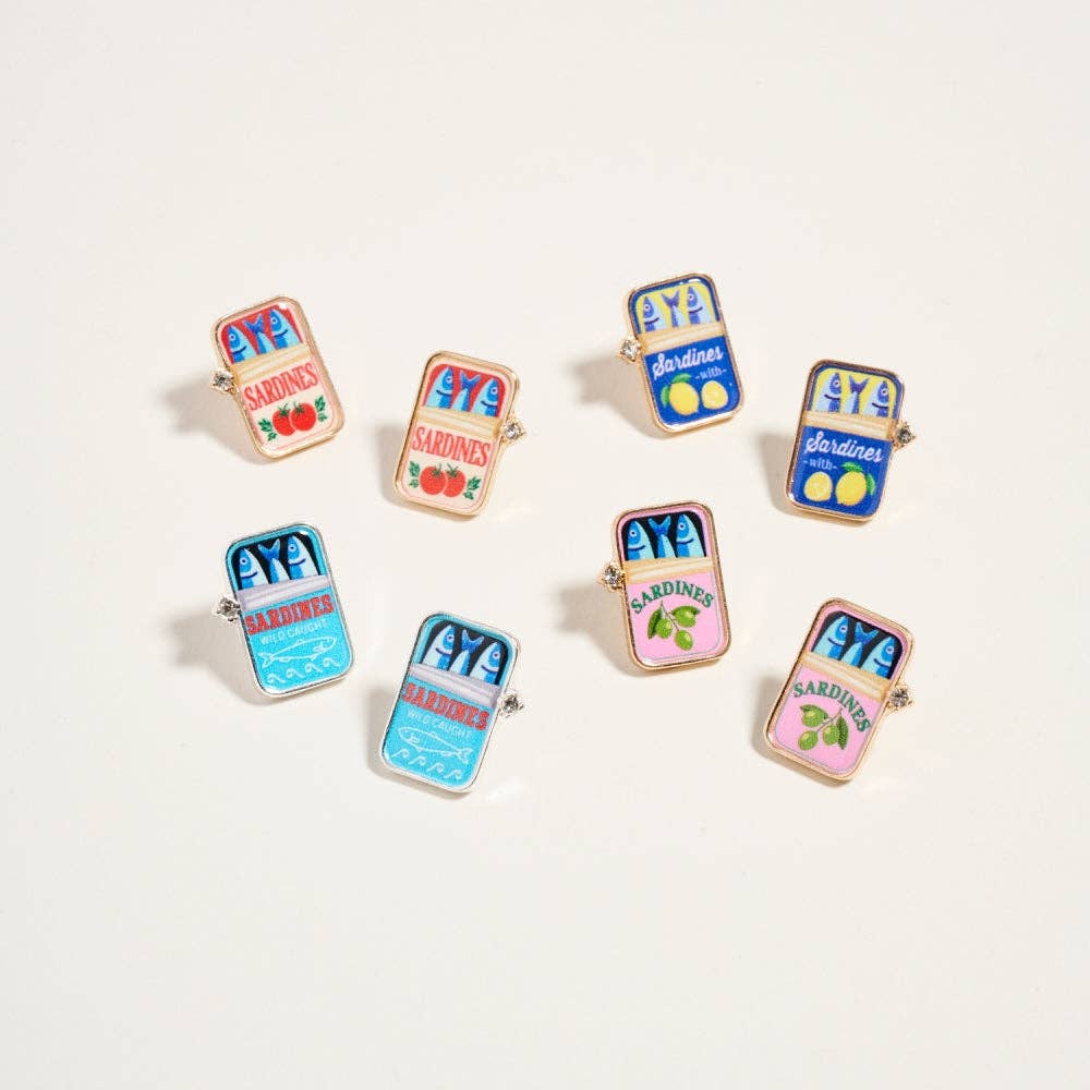 Canned Sardines Rhinestone Post Earrings