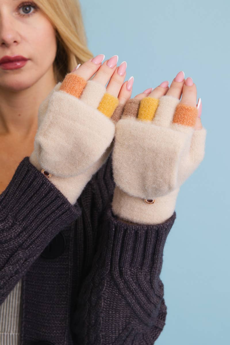 Rainbow Tip Convertible Gloves - Cute Winter Accessory