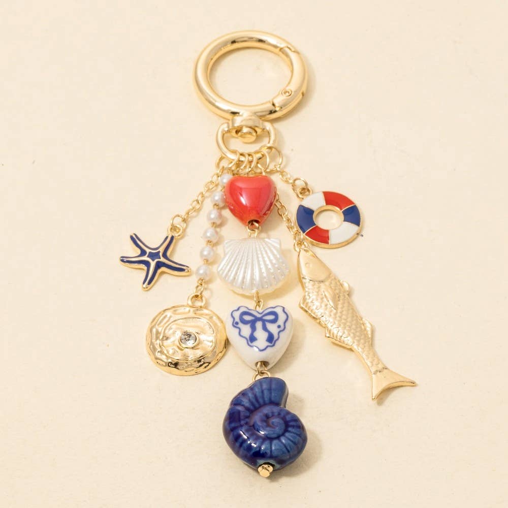 Heart And Ceramic Metallic Sea Life Bag Charms