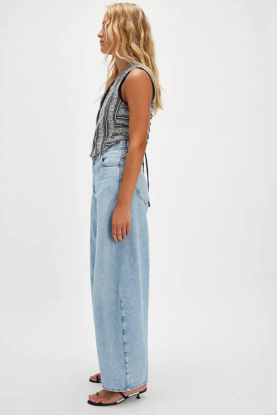 High Waist Denim Pant Washed Loose Jeans