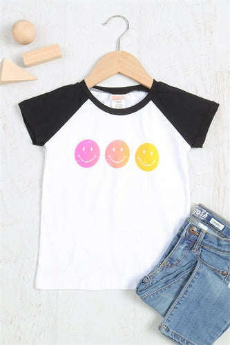 Neon Smiley Baseball Tee