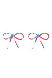 Acrylic Patriotic Bow Earrings