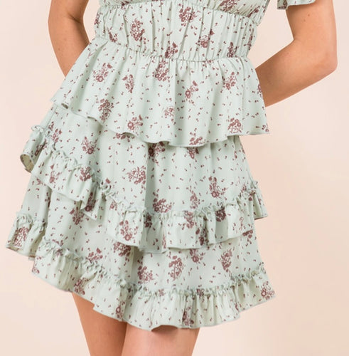 Sage Floral Skirt