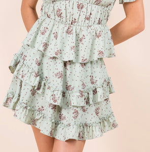 Sage Floral Skirt