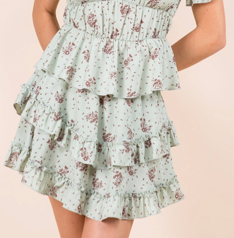 Sage Floral Skirt