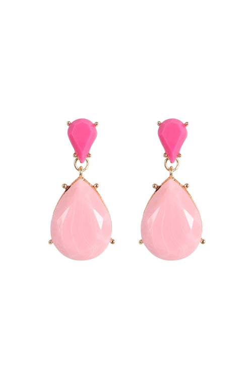 Double Pink Drop Earrings
