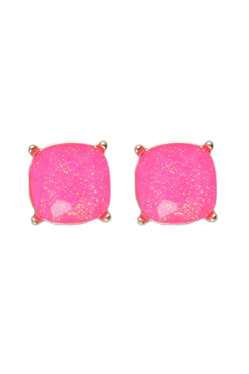 Hot Pink Glitter Studs