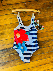 Floral Stripe Kids Swimsuit