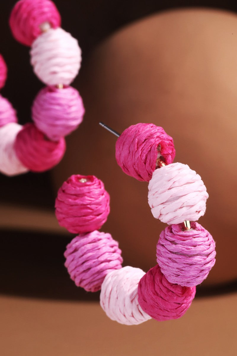 Raffia Bead Hoop Earrings